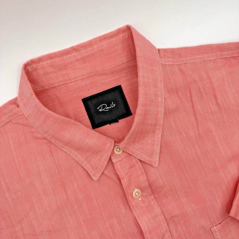Rails Men's XL Red Solid‎ Lightweight Button Down Short Sleeve Shirt 100% Cotton